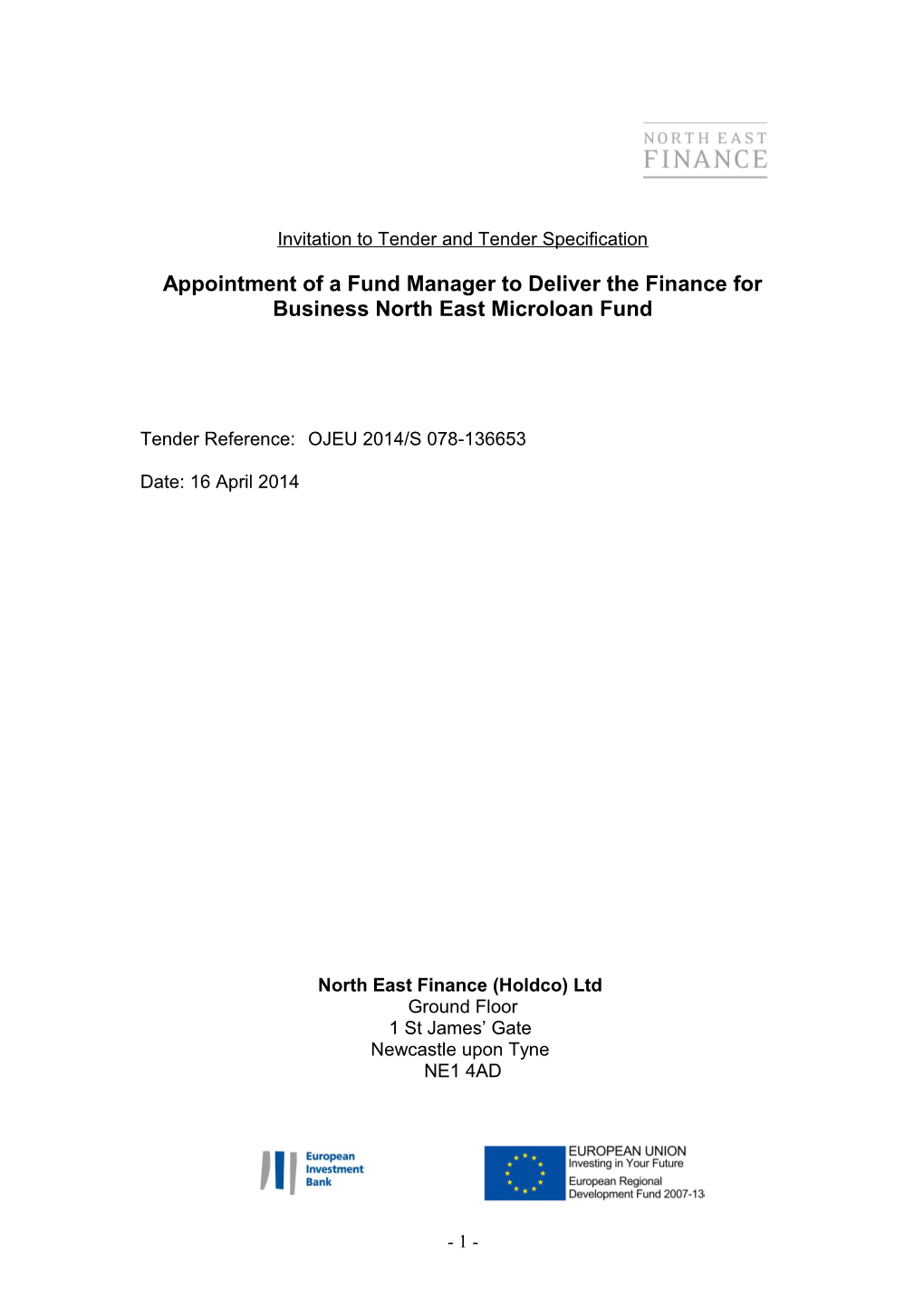 Invitation to Tender and Tender Specification
