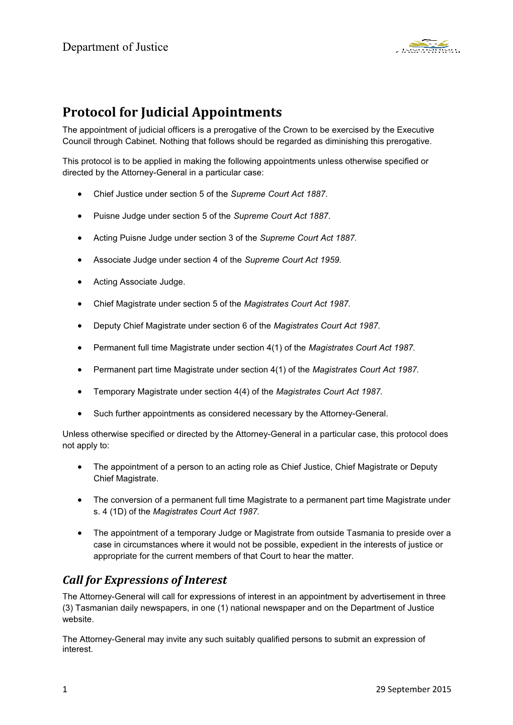 Protocol for Judicial Appointments