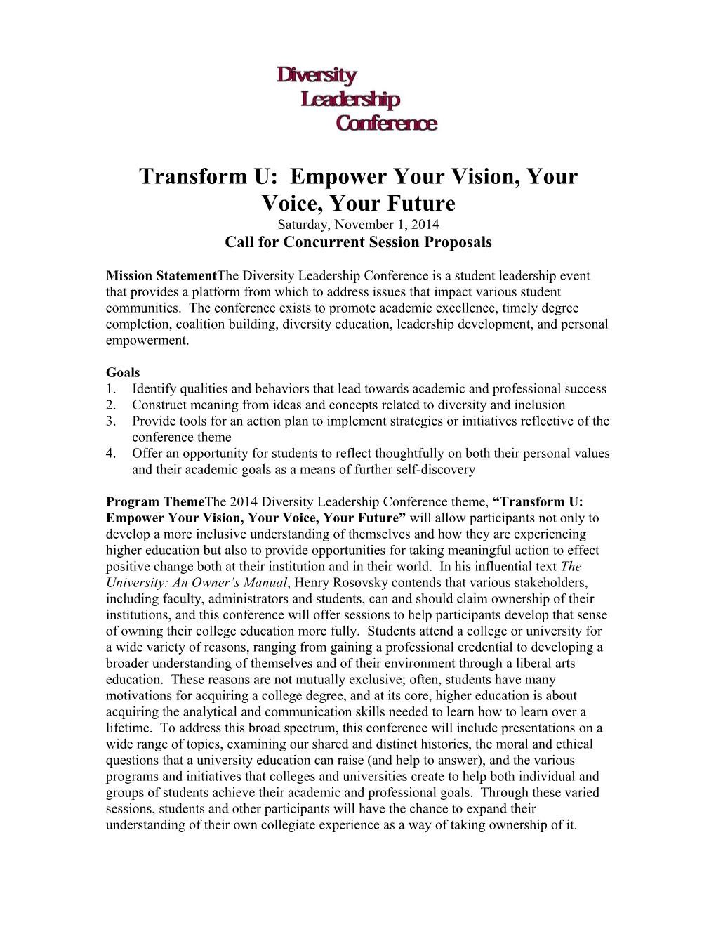 Transform U: Empower Your Vision, Your Voice,Your Future