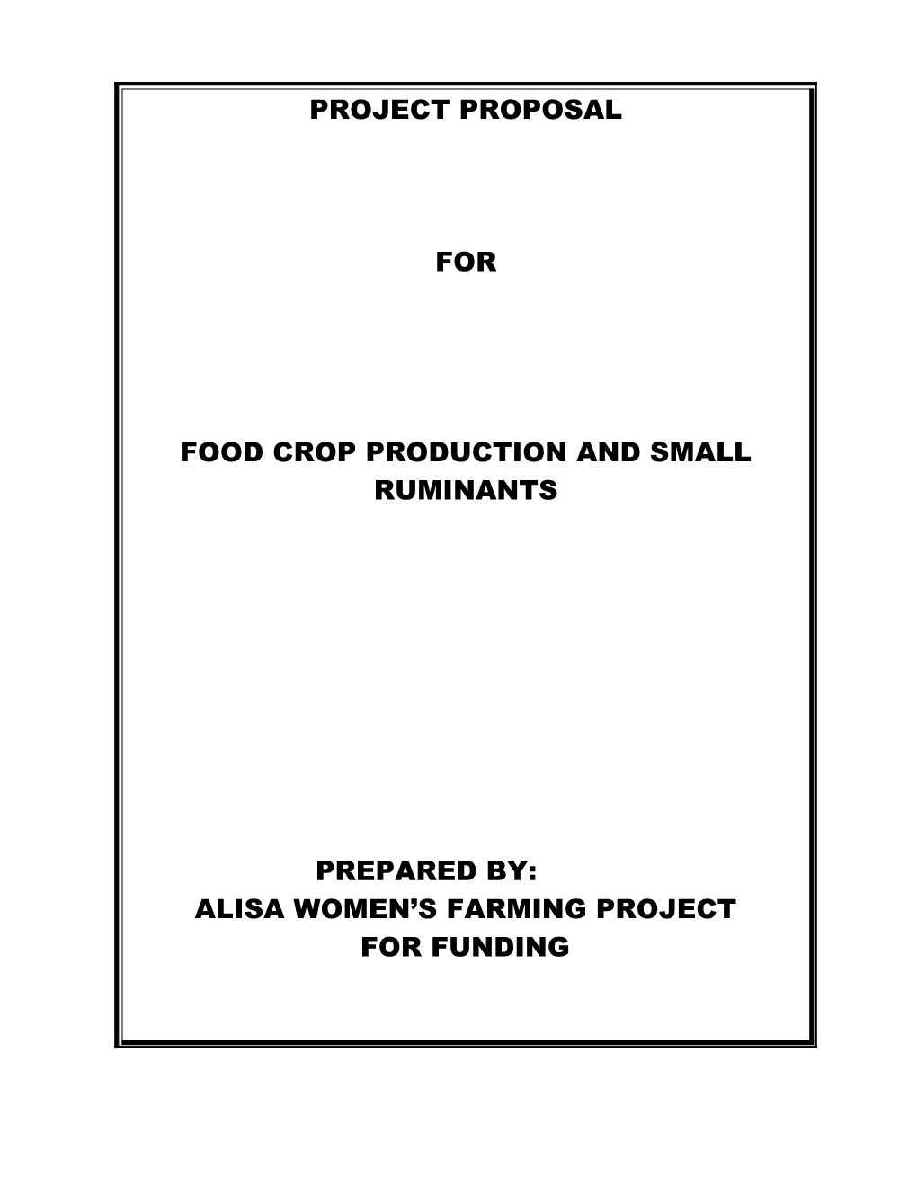 Name of Proposal - Alisa Women S Farming Project