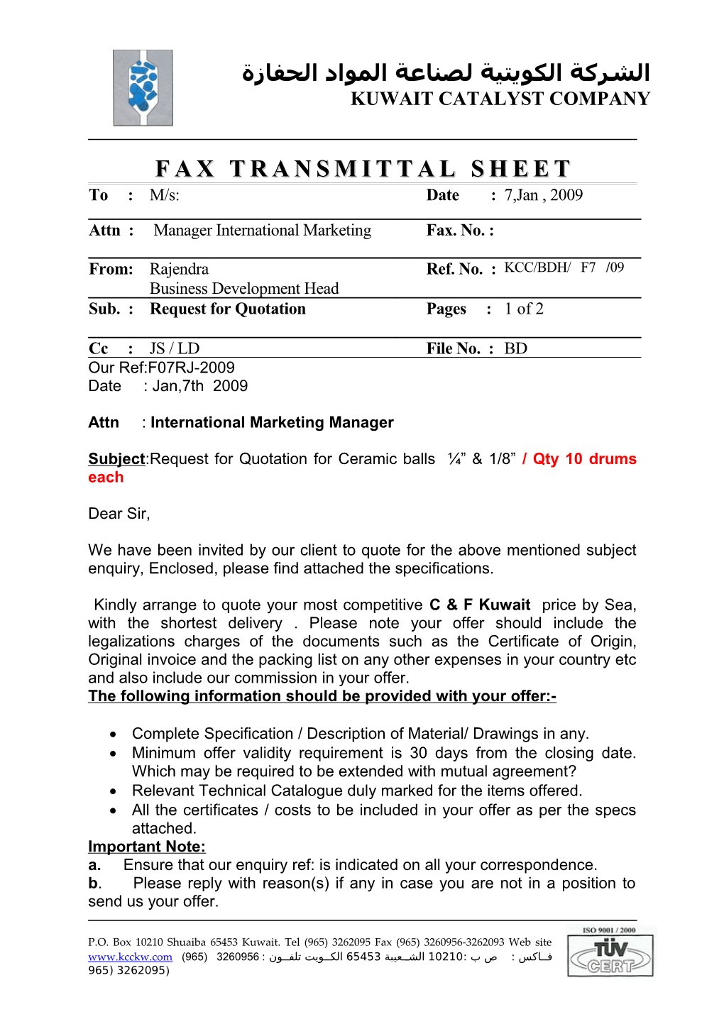 FAX Transmittal Sheet