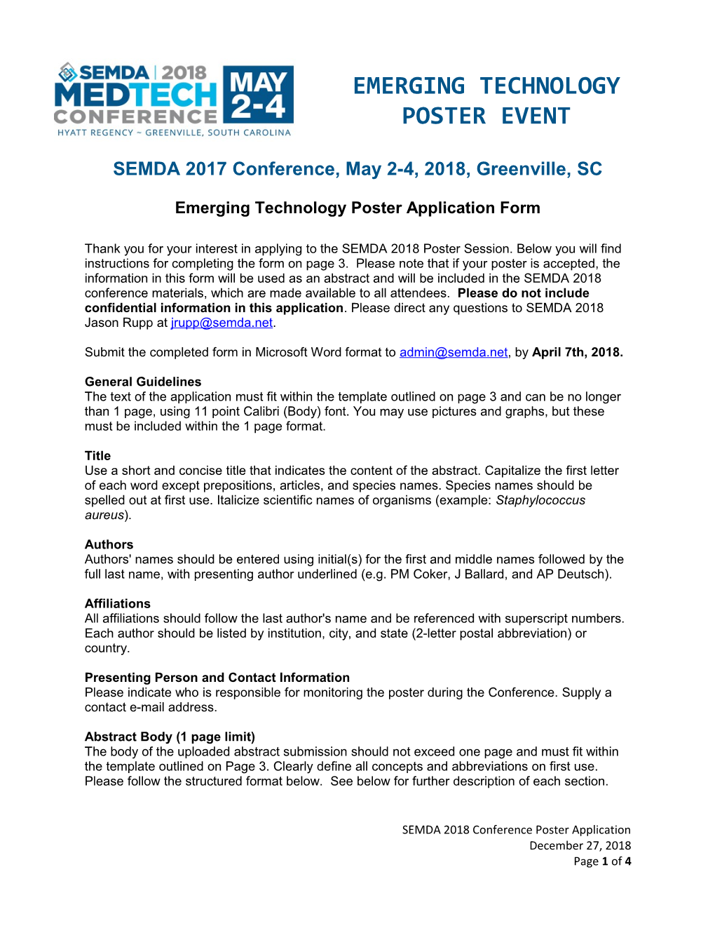 Emerging Technology Poster Application Form