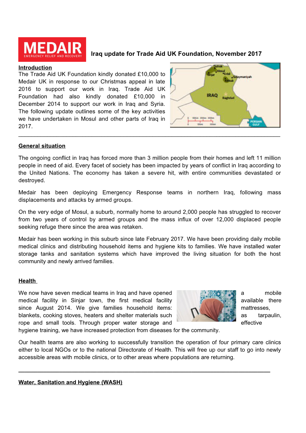 Iraq Update for Trade Aid UK Foundation, November 2017