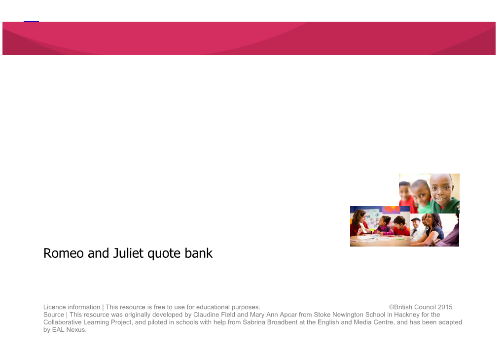 Romeo and Juliet Quote Bank