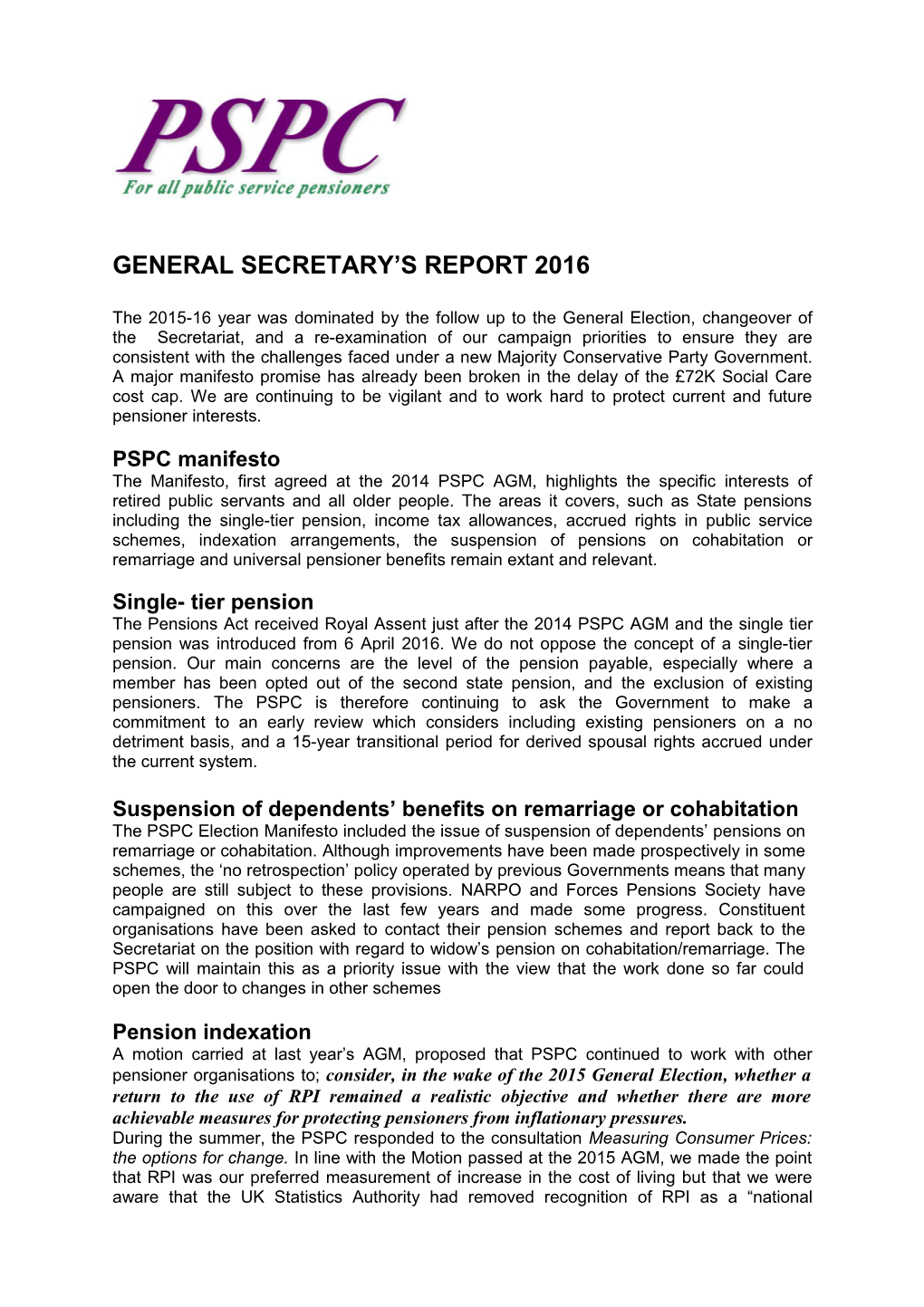 General Secretary S Report 2016