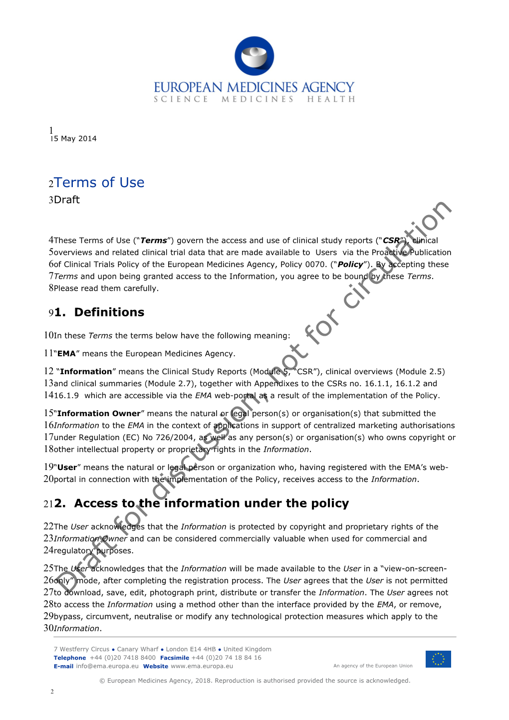 Terms of Use DRAFT