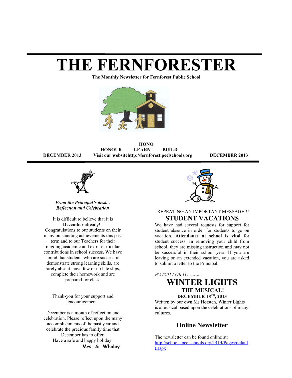 The Monthly Newsletter for Fernforestpublic School