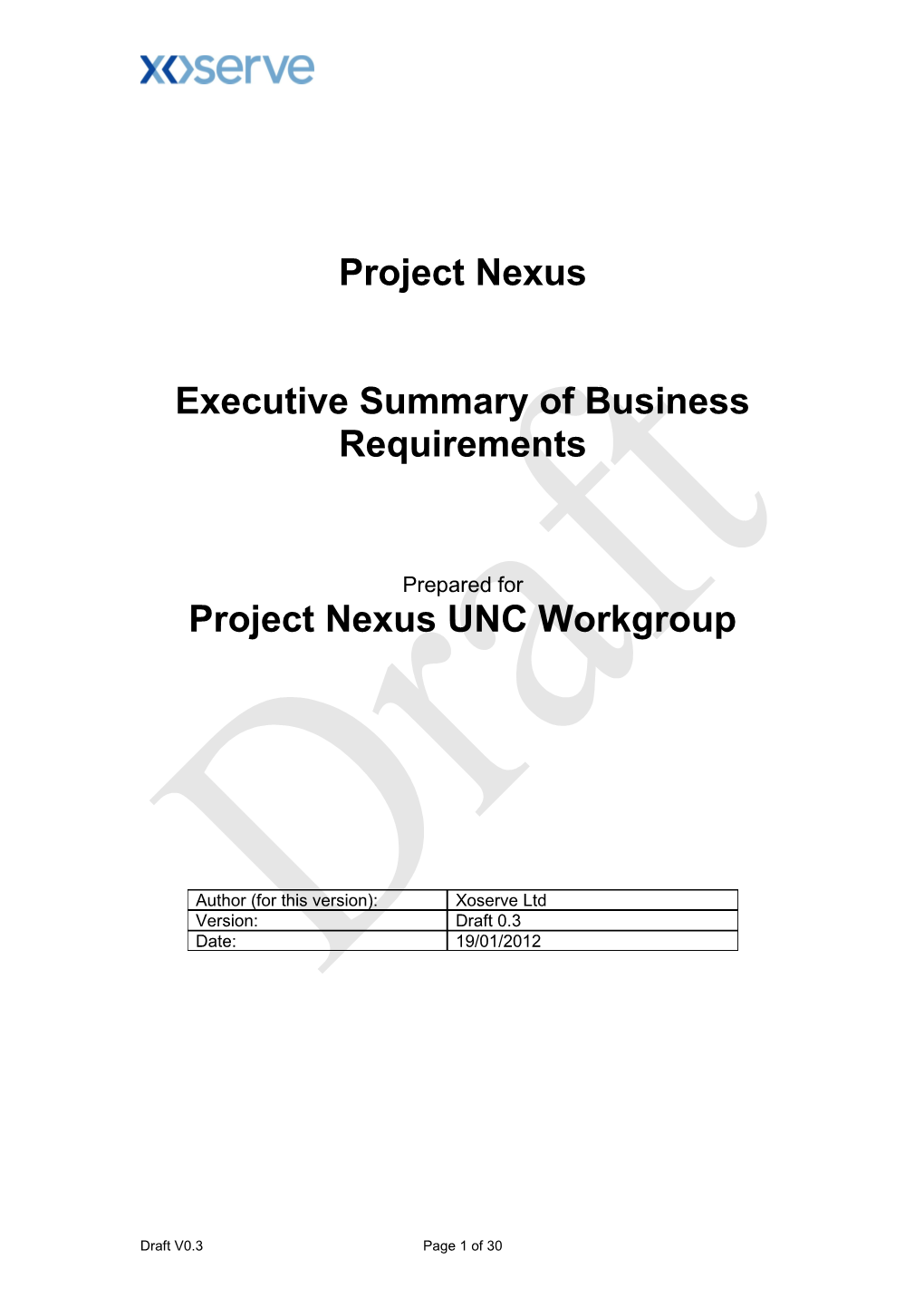 Executive Summary of Business Requirements