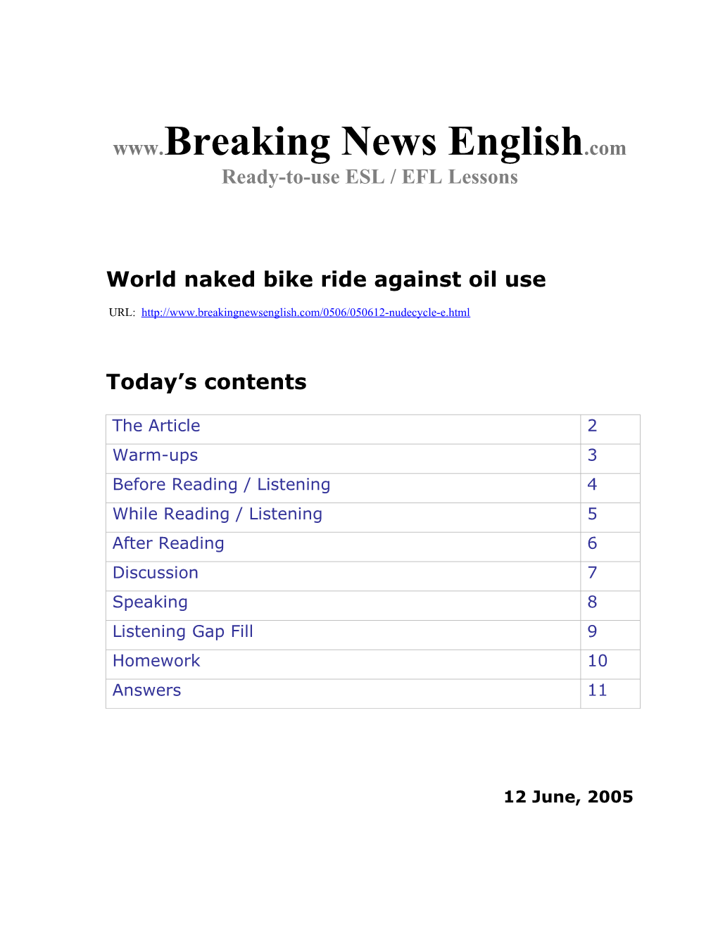 World Naked Bike Ride Against Oil Use