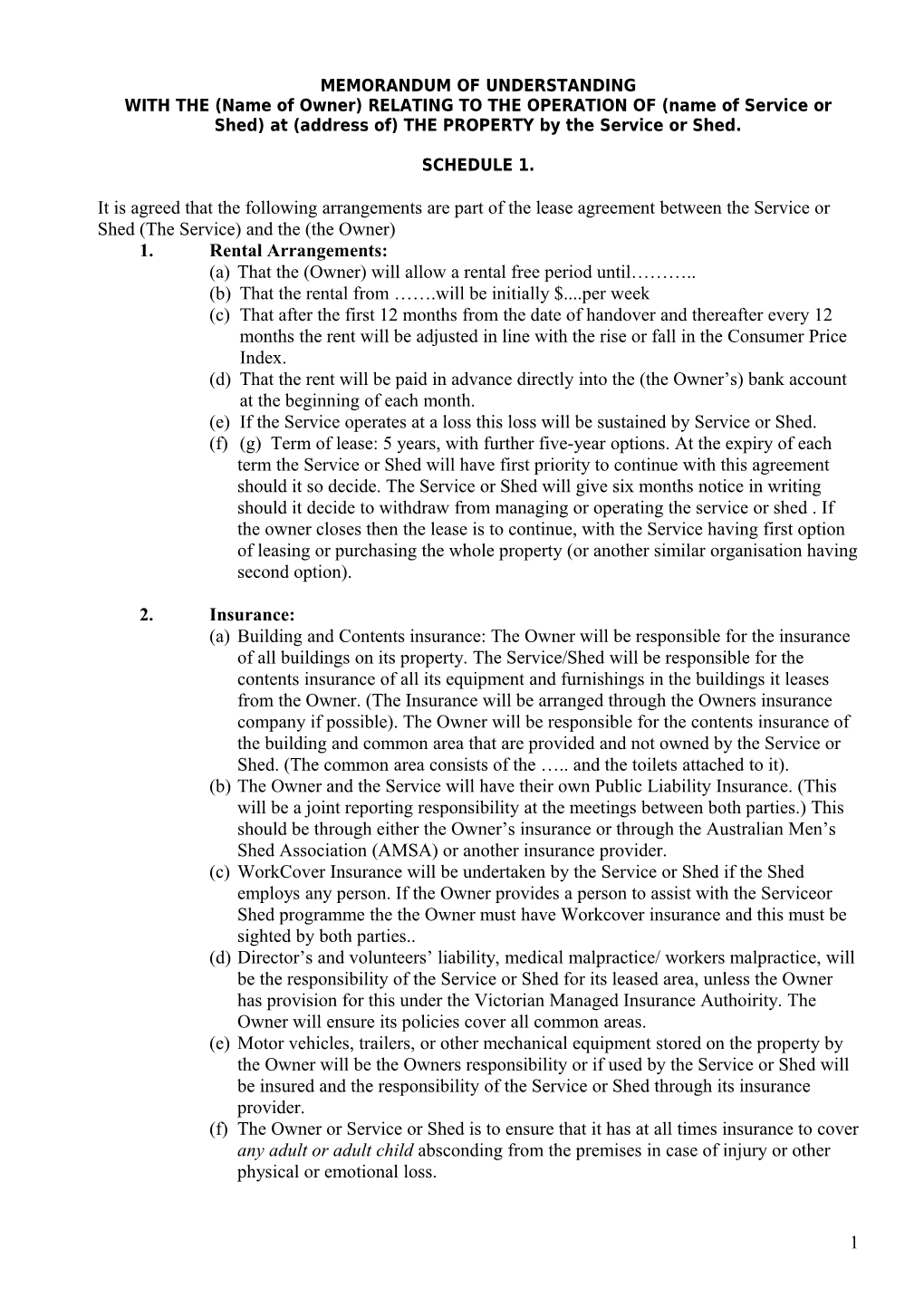 Memorandum of Understanding with the Mirboo North Uniting Church Relating to the Operation of St