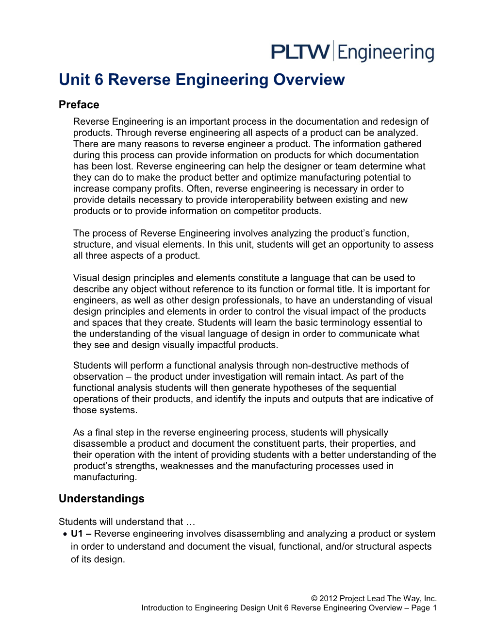 Unit 6 Reverse Engineering