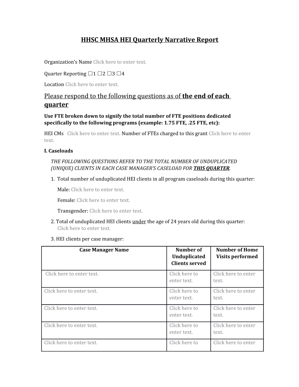 HHSC MHSA Heiquarterly Narrative Report