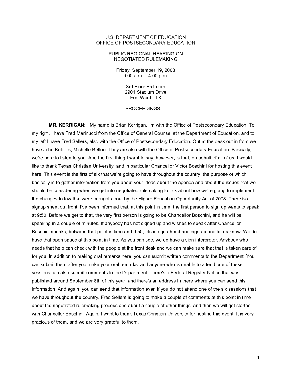 Public Regional Hearing on Negotiated Rulemaking - September 19, 2008 (MS Word)