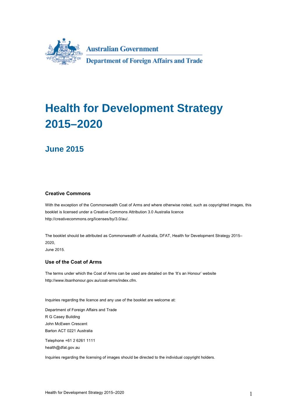 Health for Development Strategy 2015 2020