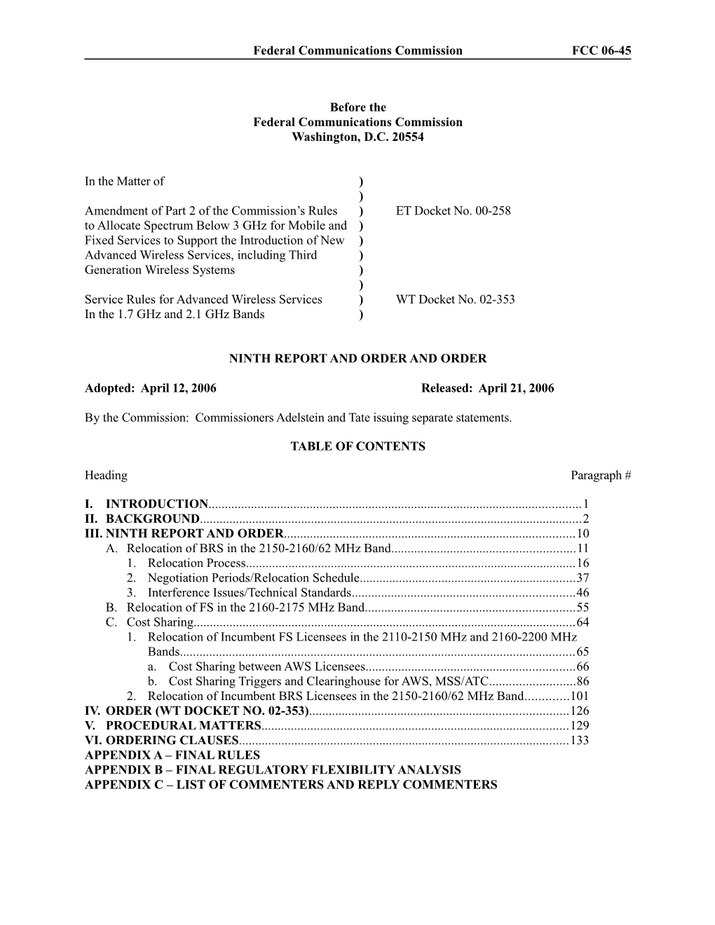 Federal Communications Commissionfcc 06-45