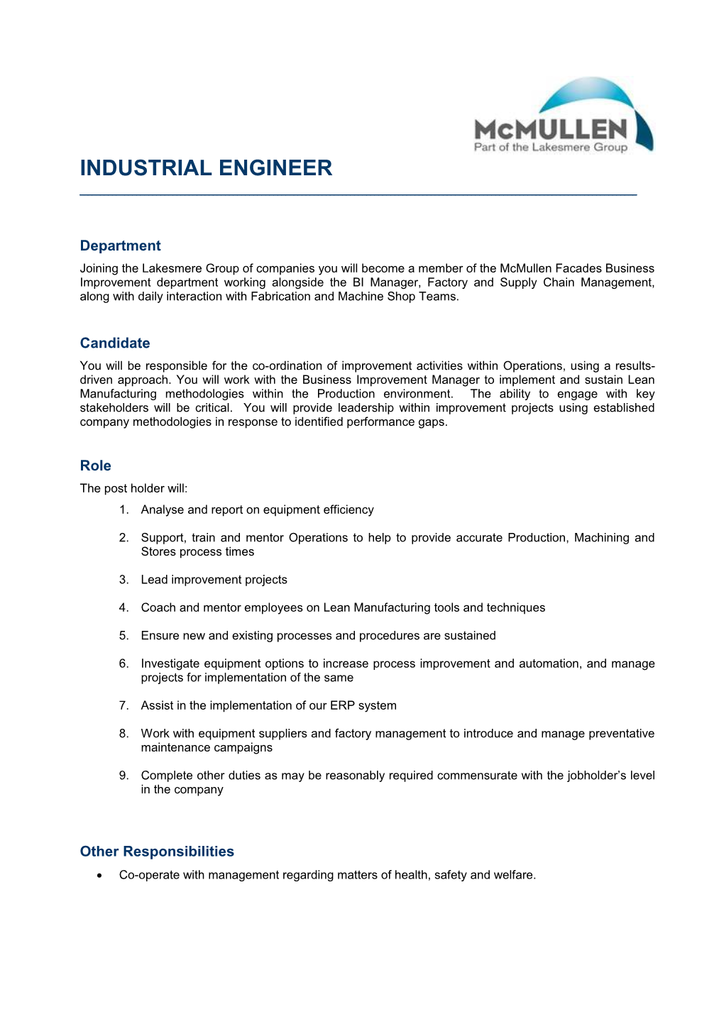 Industrial Engineer
