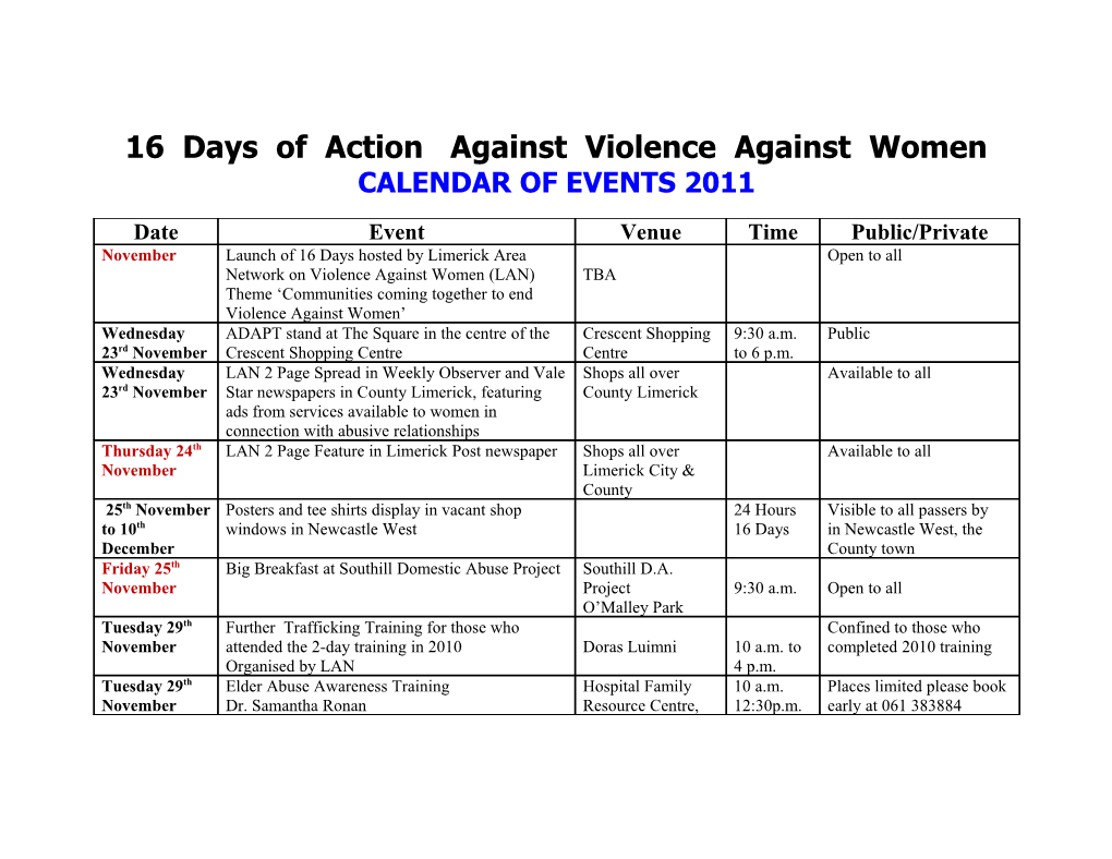 16 Days of Action Against Violence Against Women