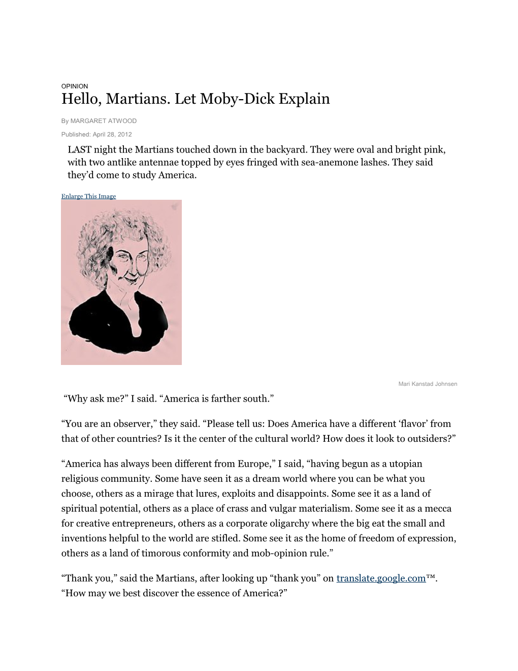 Hello, Martians. Let Moby-Dick Explain