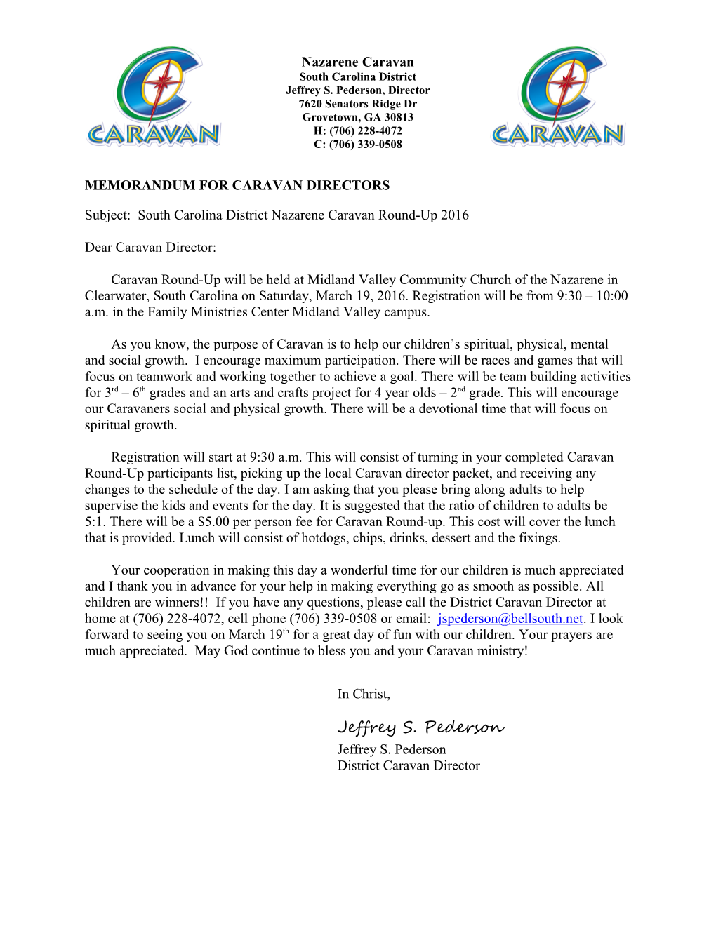 Memorandum for Caravan Directors