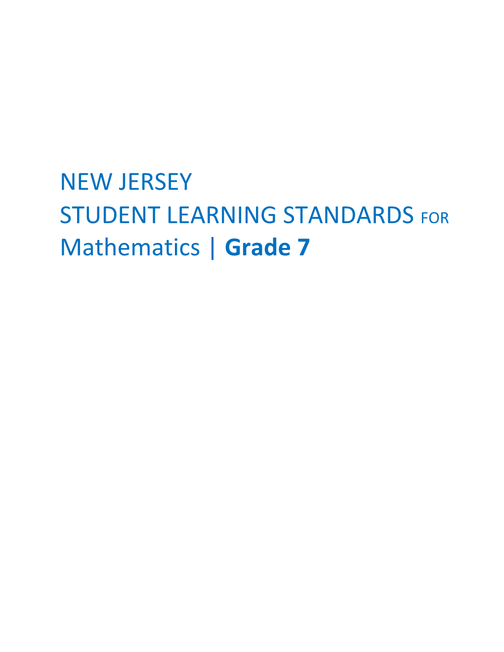 Student Learning Standards Formathematics Grade 7