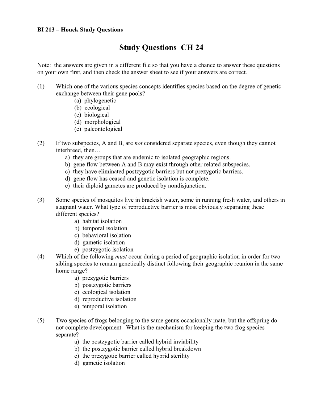 Study Questions CH 24