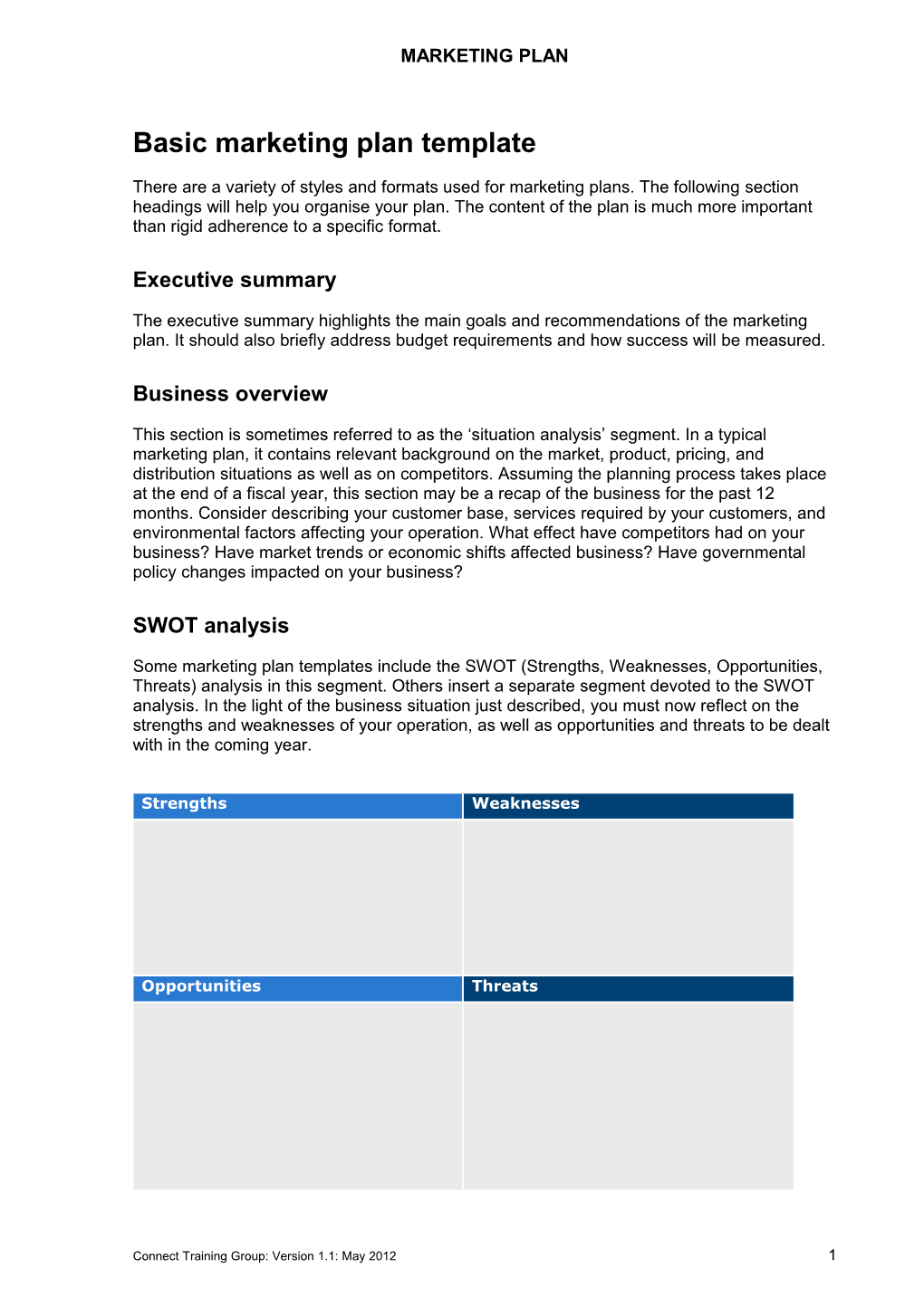 Basic Marketing Plan Template