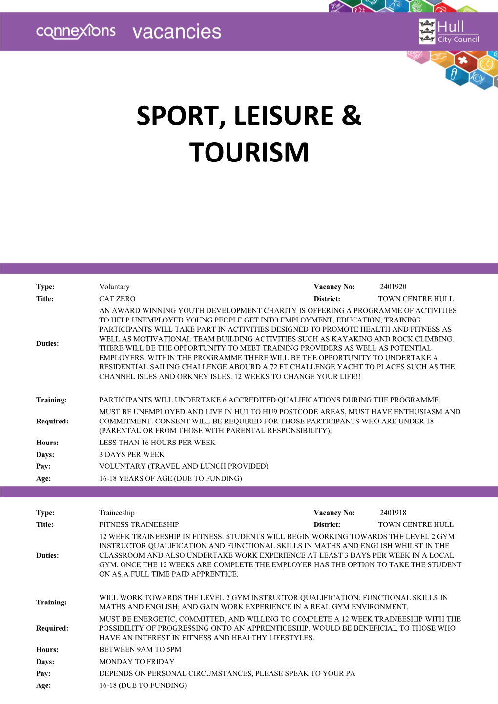 Sport, Leisure &