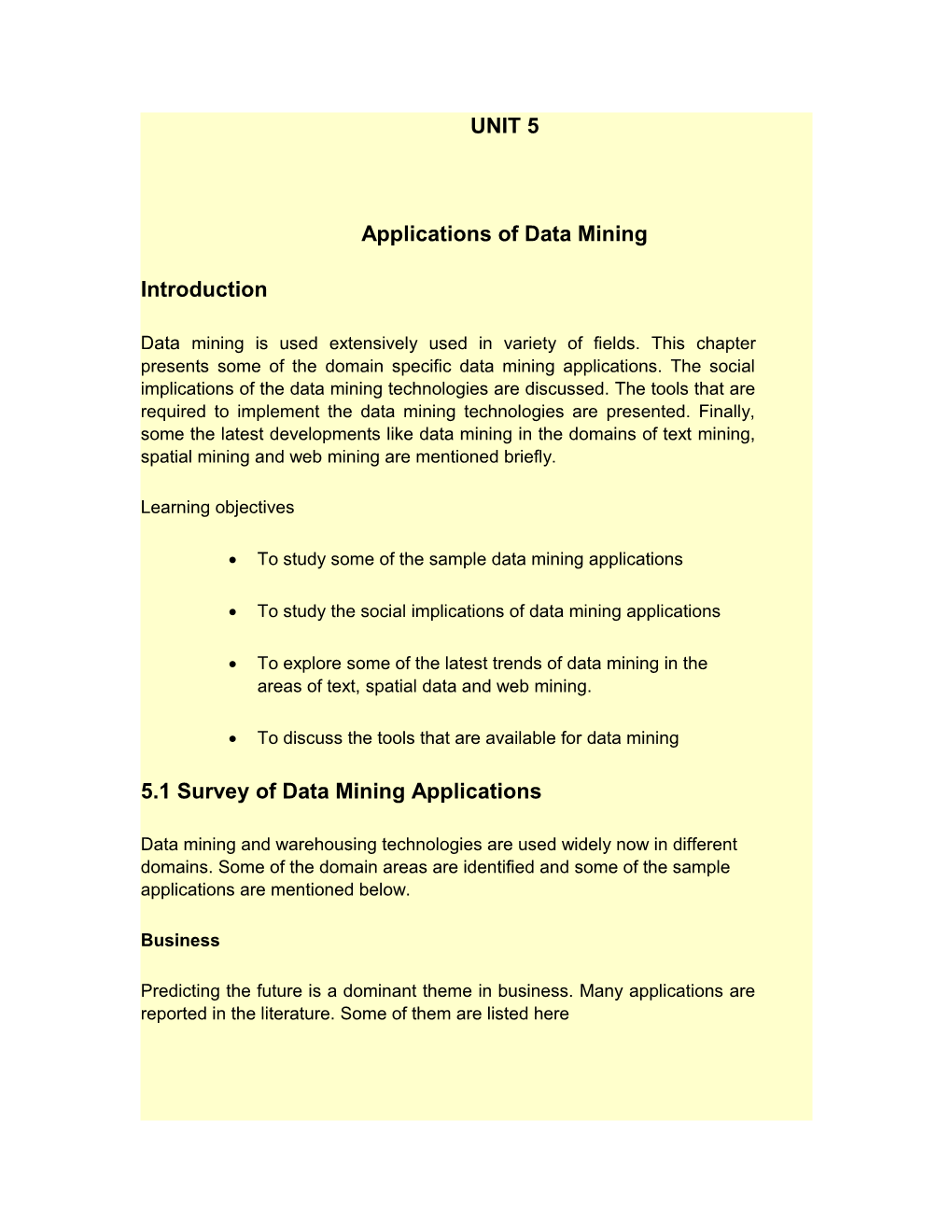 Applications of Data Mining