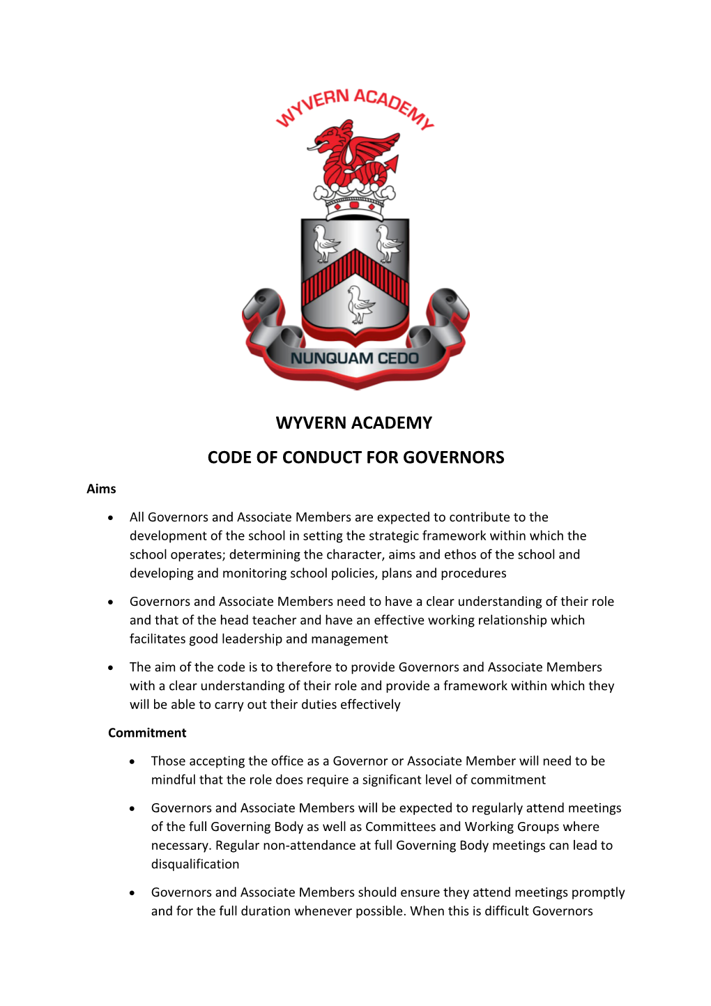 Code of Conduct for Governors