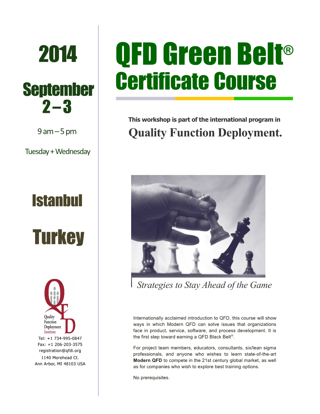 QFD Green Belt(R) Certificate Course Package Brochure