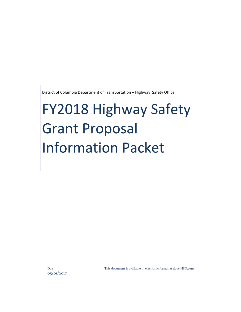 FFY2012 Highway Safety Grant Proposal Information Packet