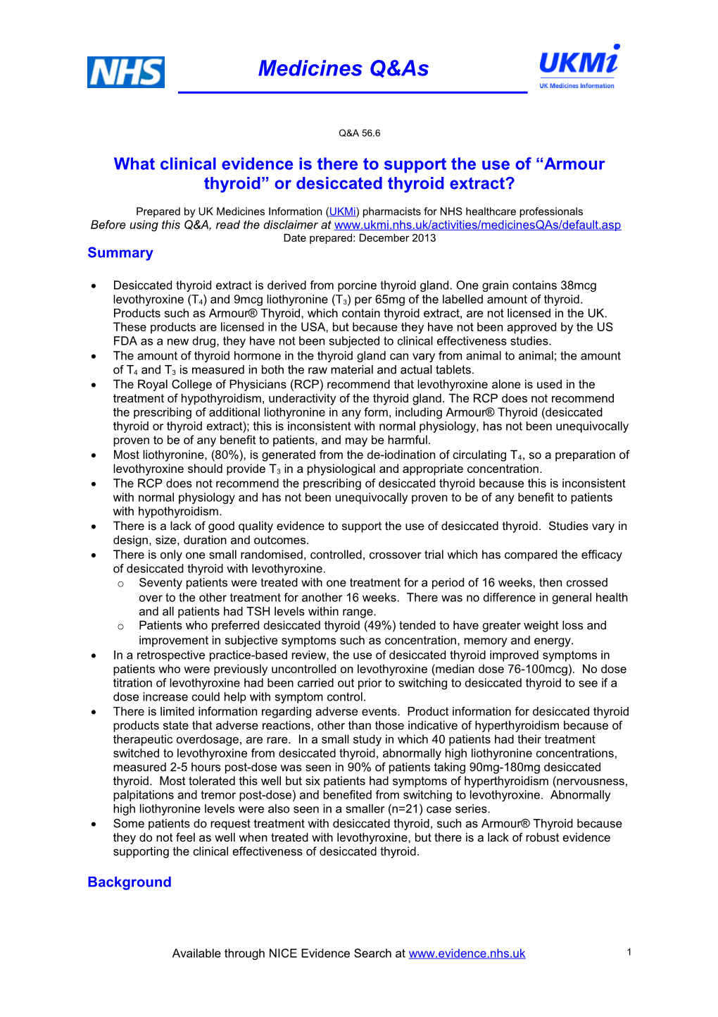 What Clinical Evidence Is There to Support the Use of Armour Thyroid Or Desiccated Thyroid