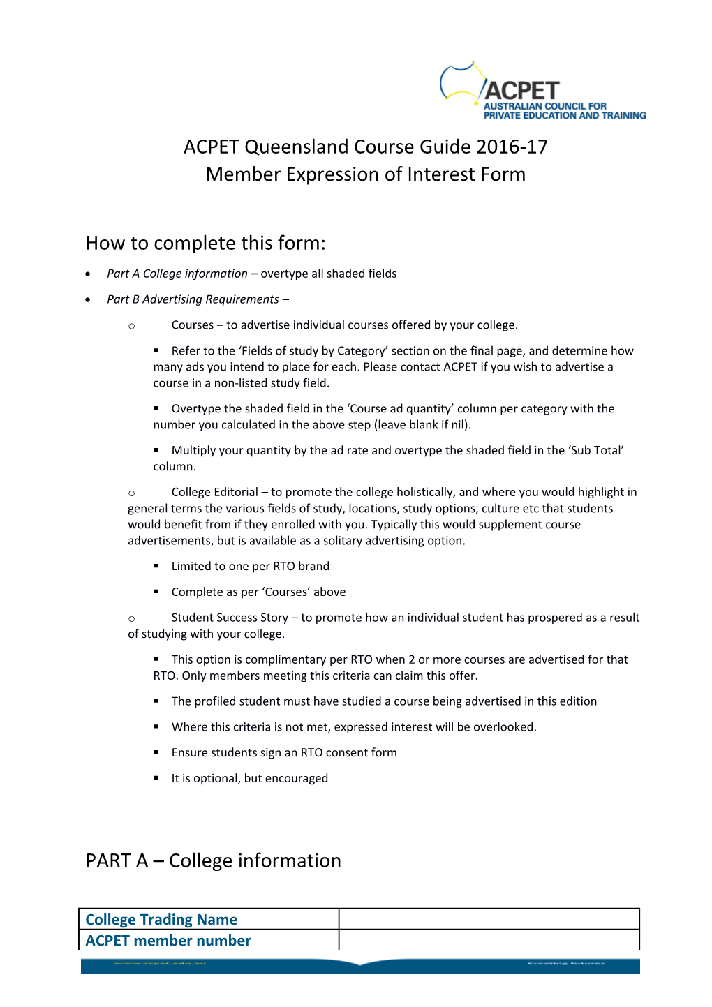 Member Expression of Interest Form