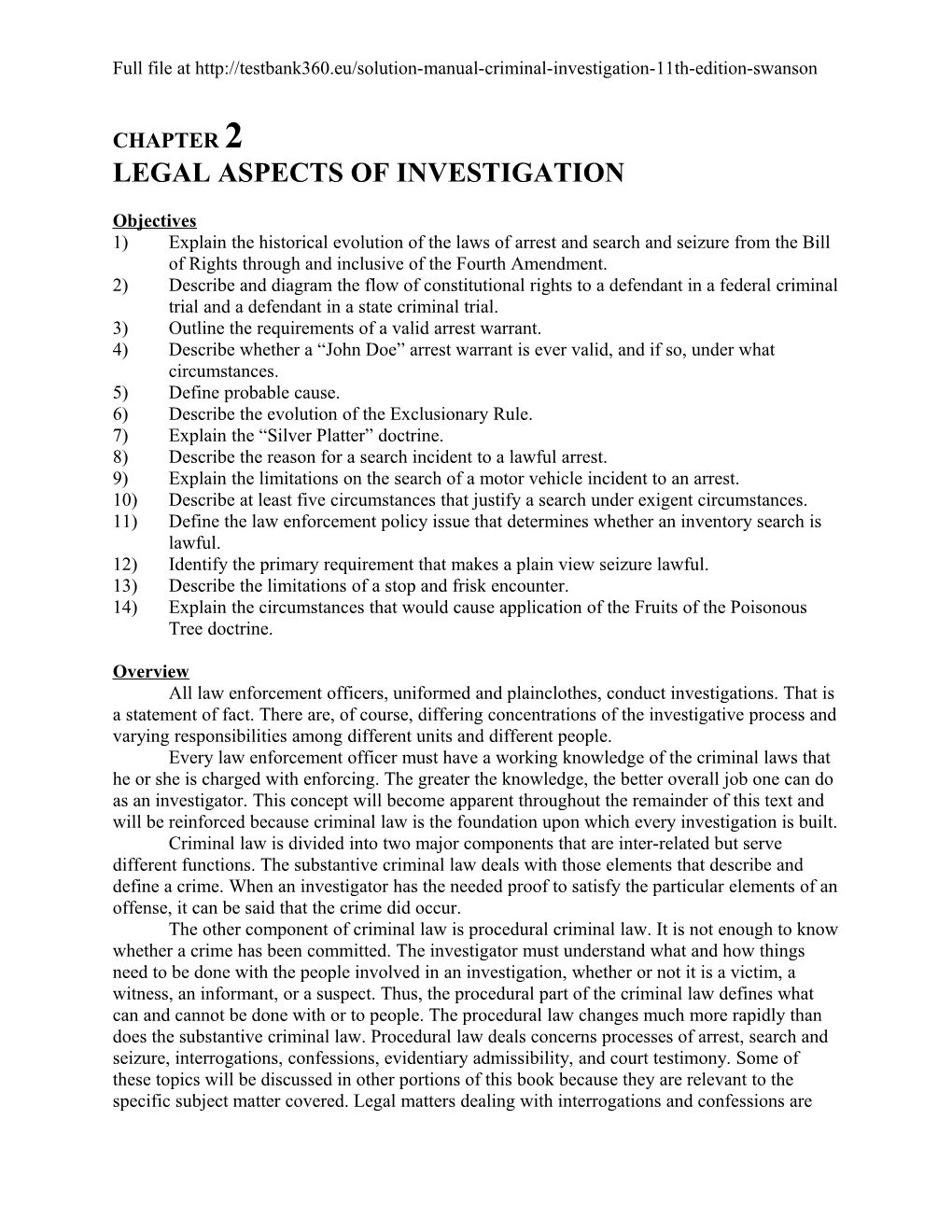Legal Aspects of Investigation