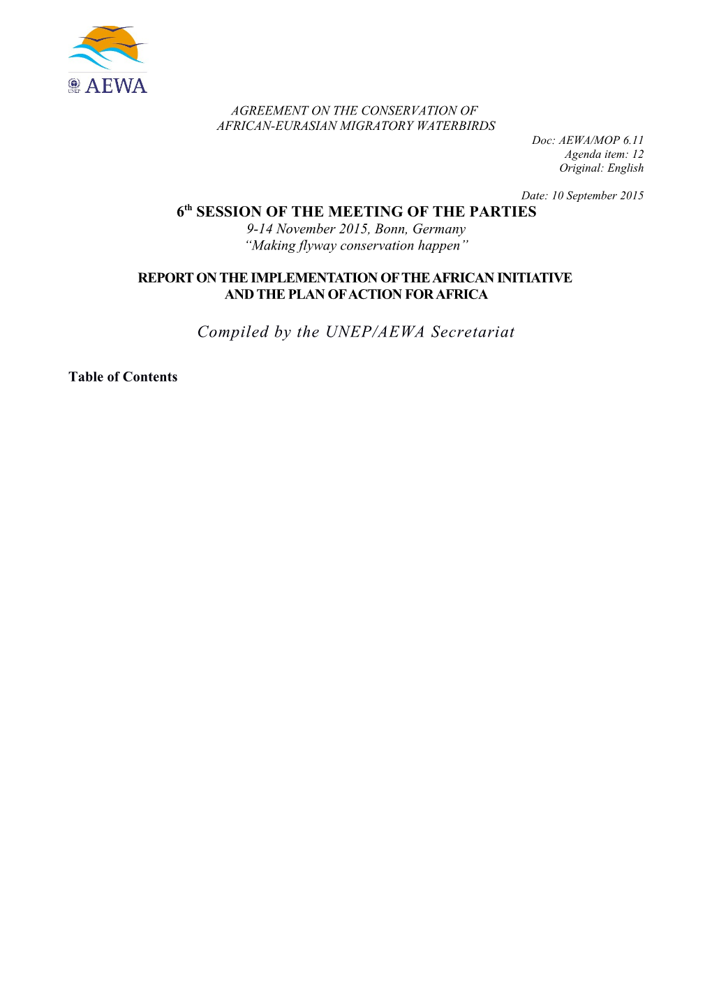 Report on the Implementation of the African Initiative