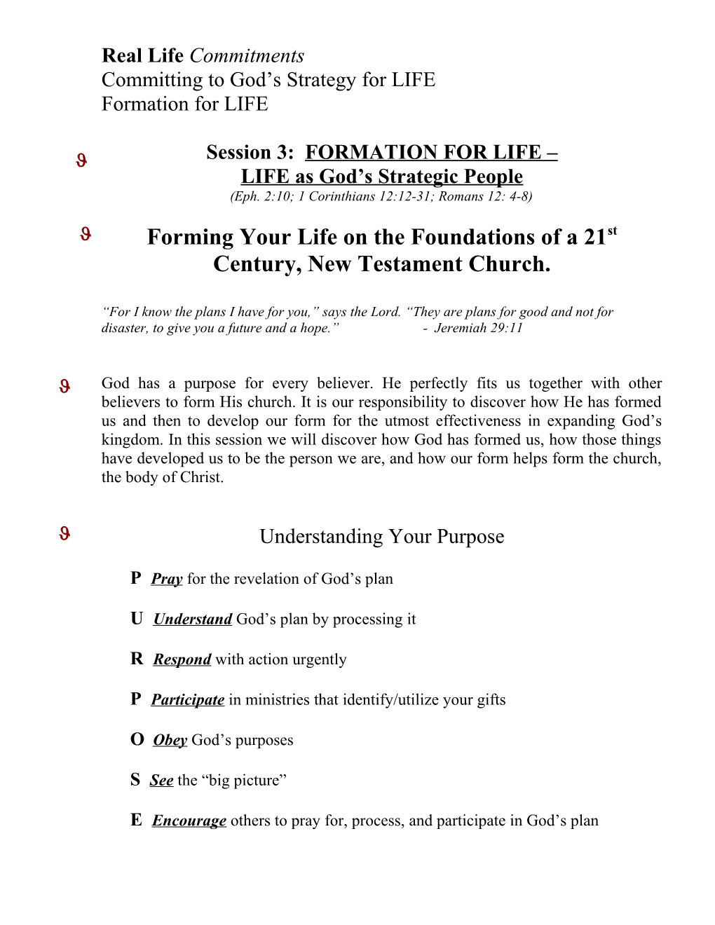 Session 3: FORMATION for LIFE