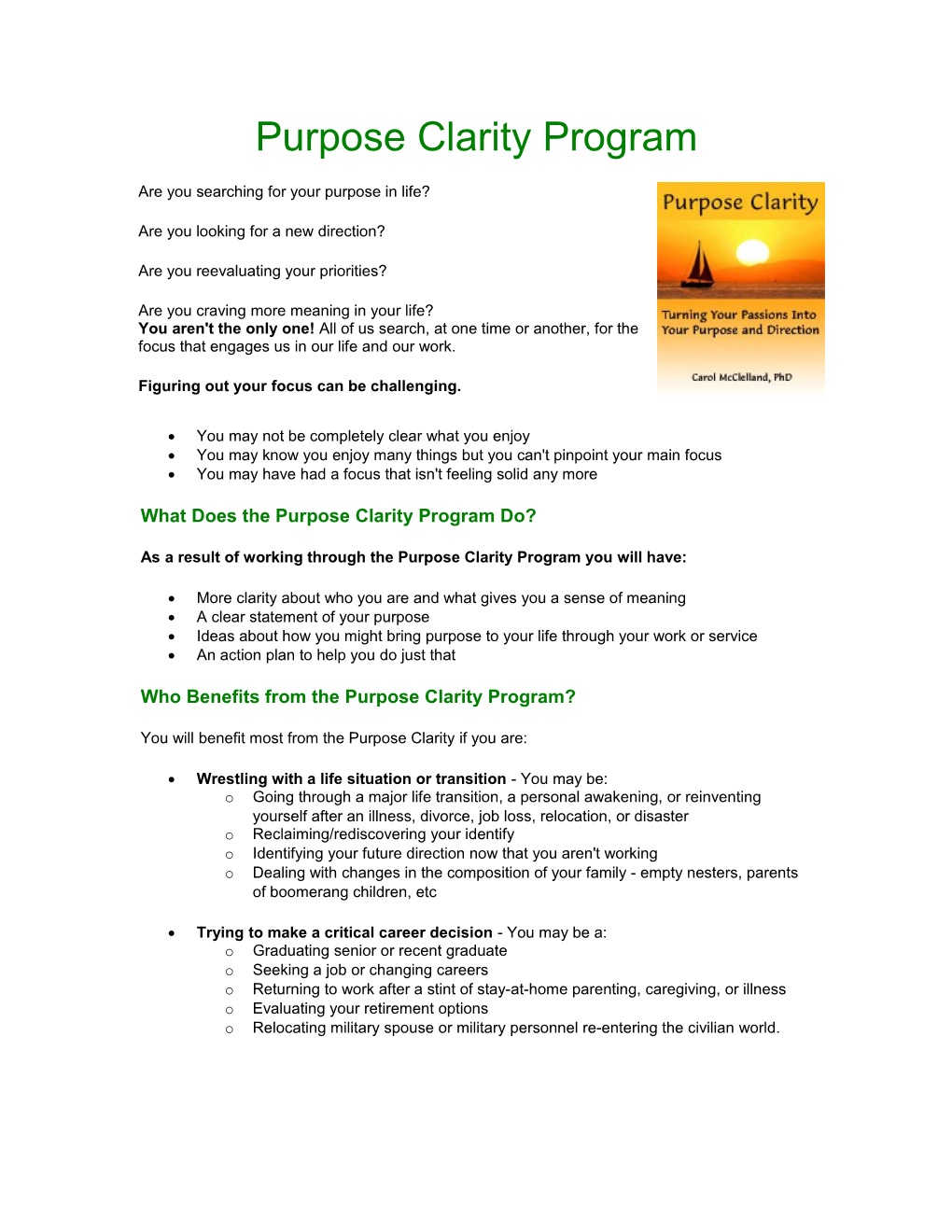 Purpose Clarity Program