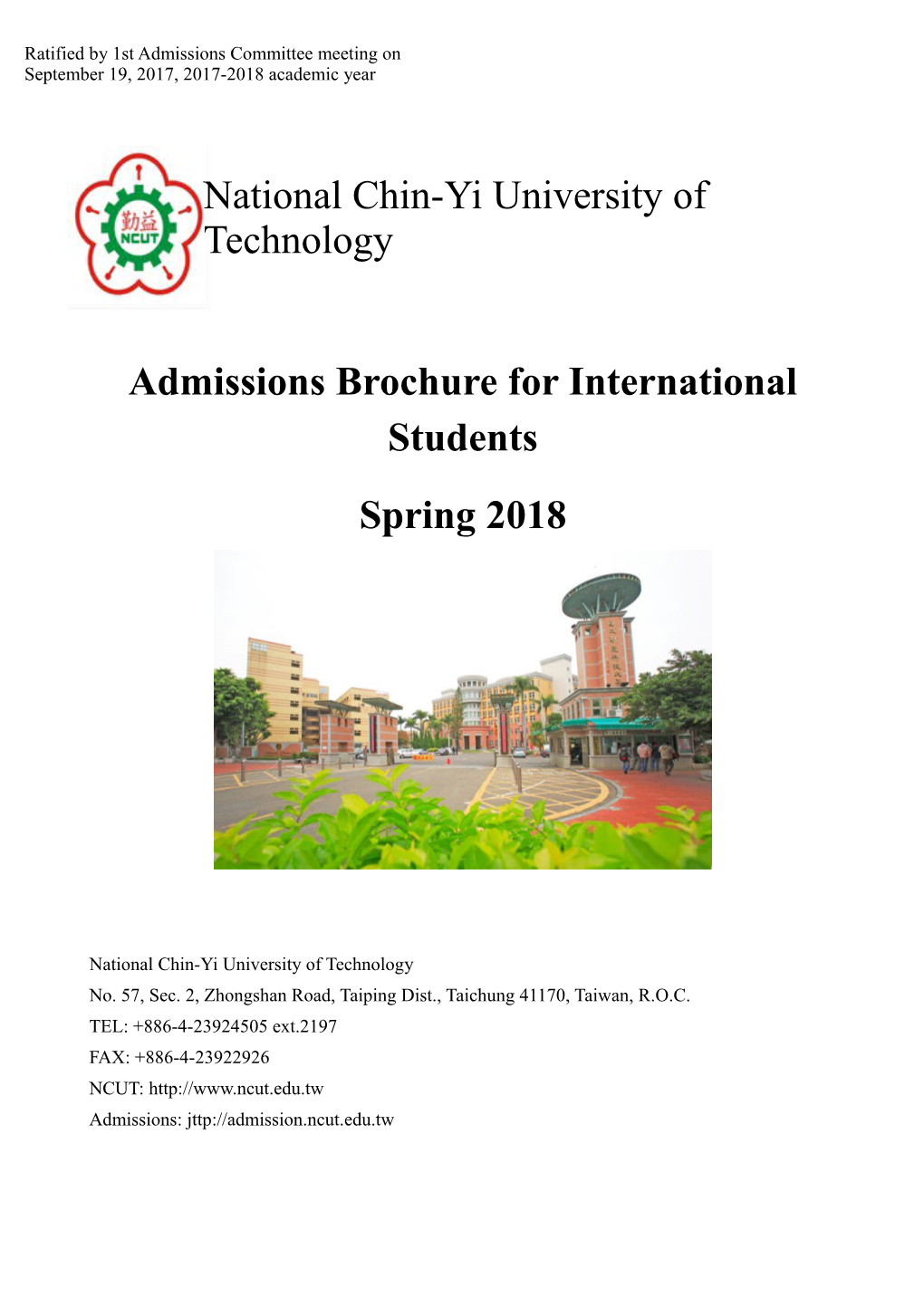 Admissions Brochure for International Students