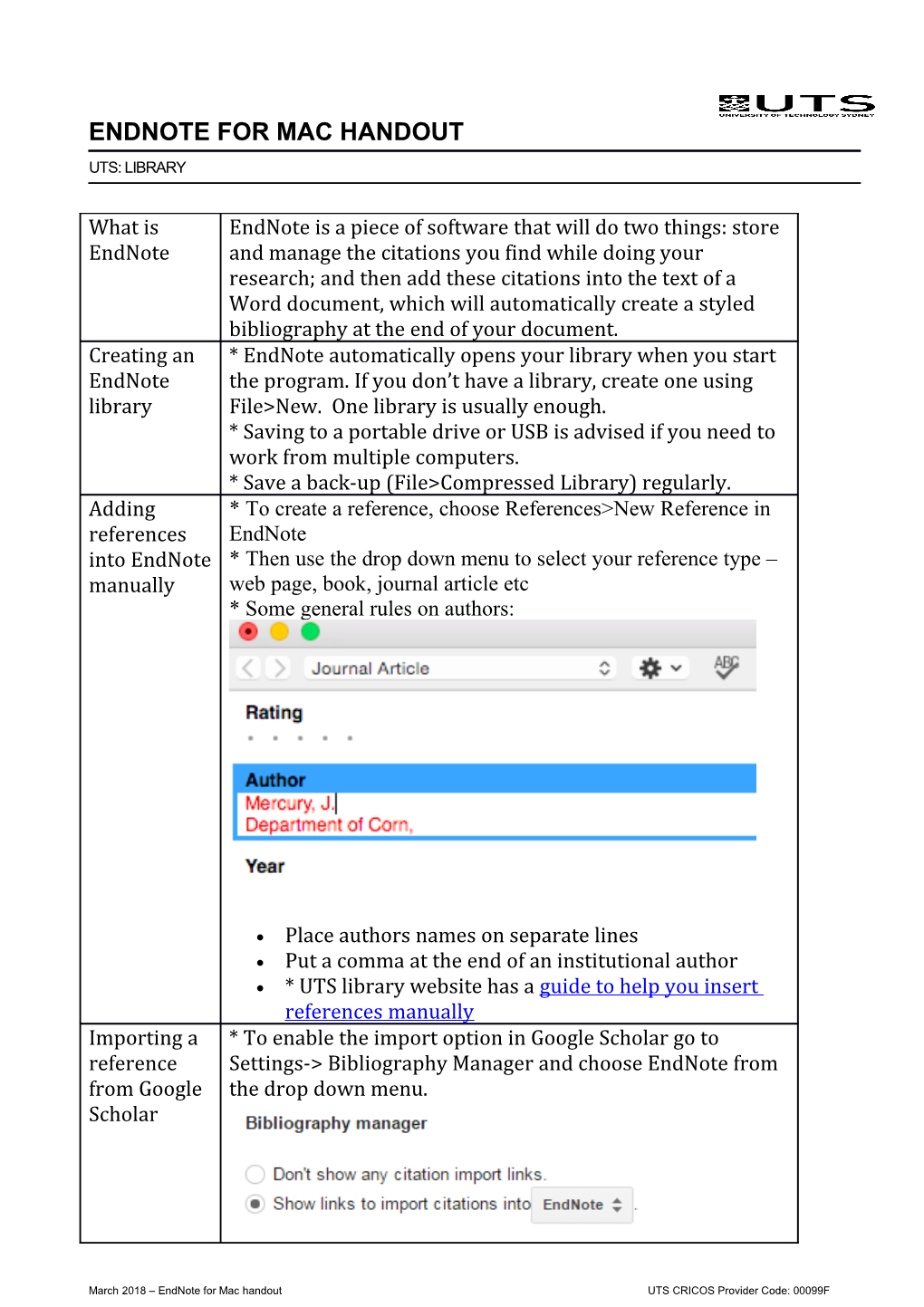 Endnote for Mac Handout