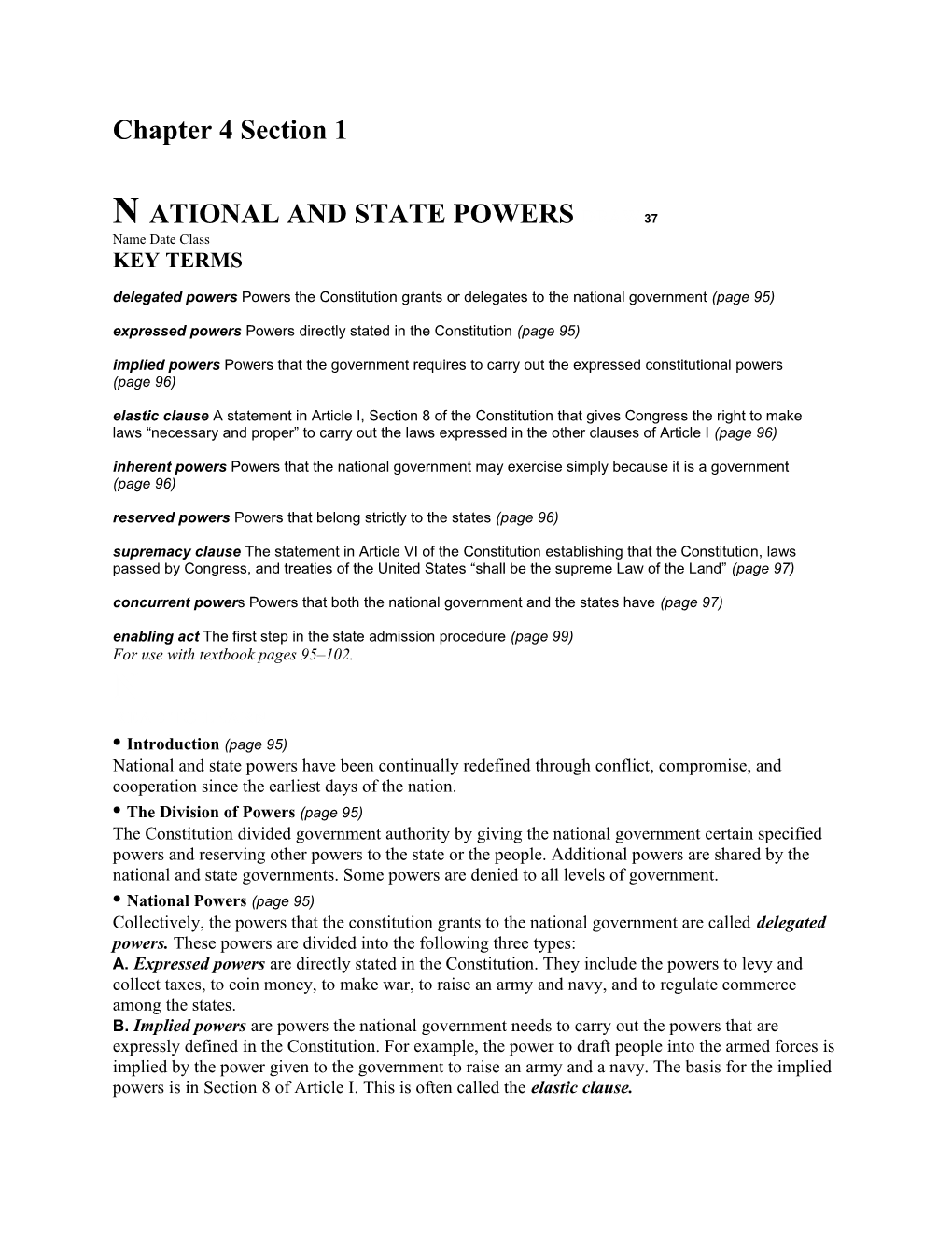 N Ational and State Powers Draw37