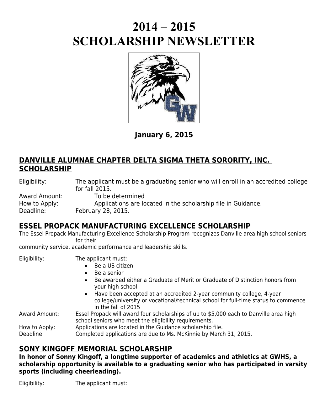 Danville Alumnae Chapter Delta Sigma Theta Sorority, Inc. Scholarship