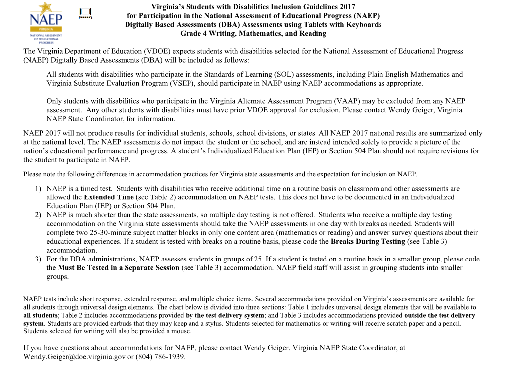 Alpha NAEP 2017 SD Inclusion Policy Template (*, 9/2/2016)