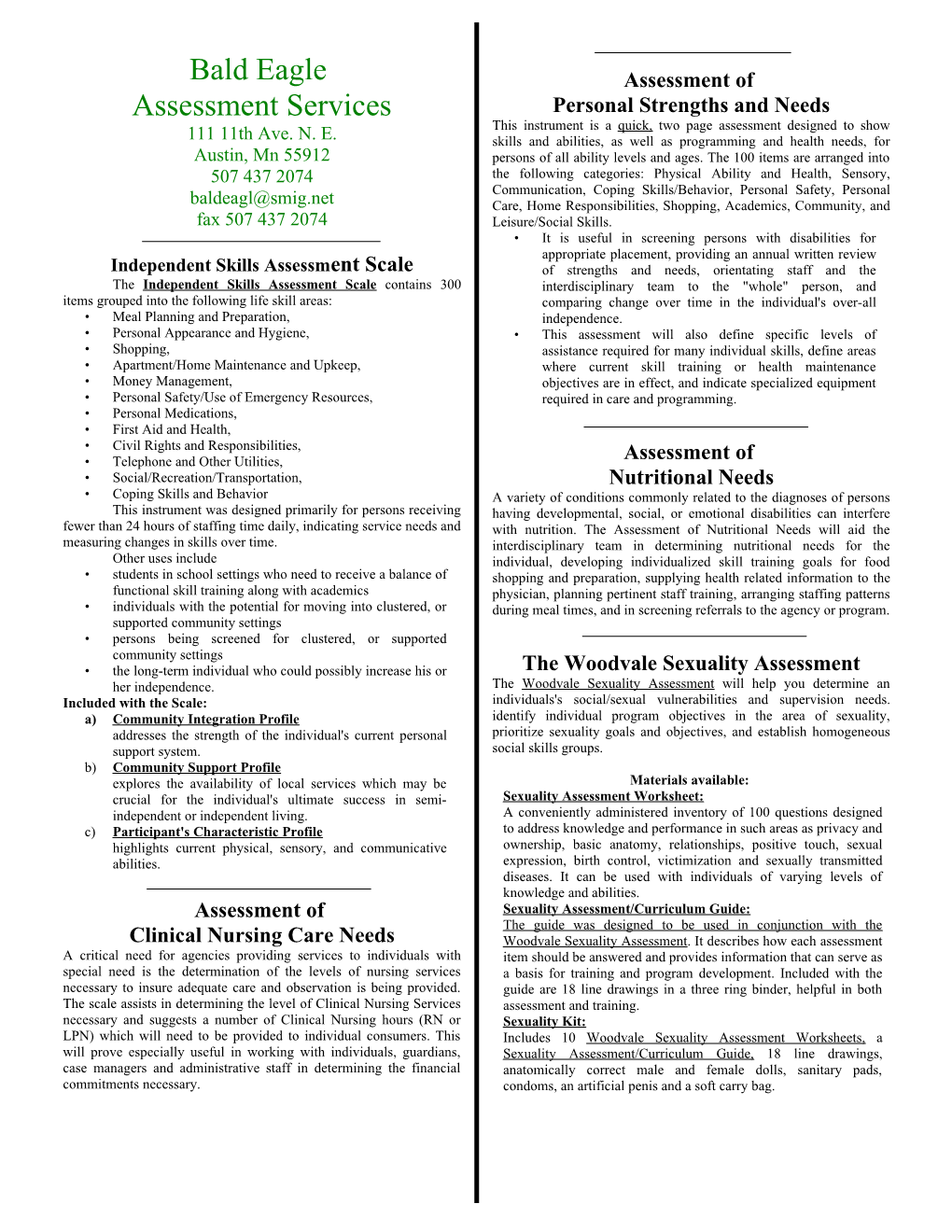 Independent Skills Assessment Scale