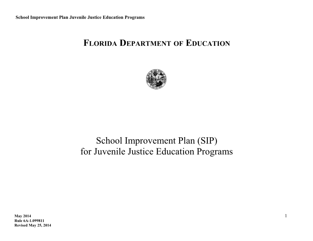 School Improvement Plan Juvenile Justice Education Programs