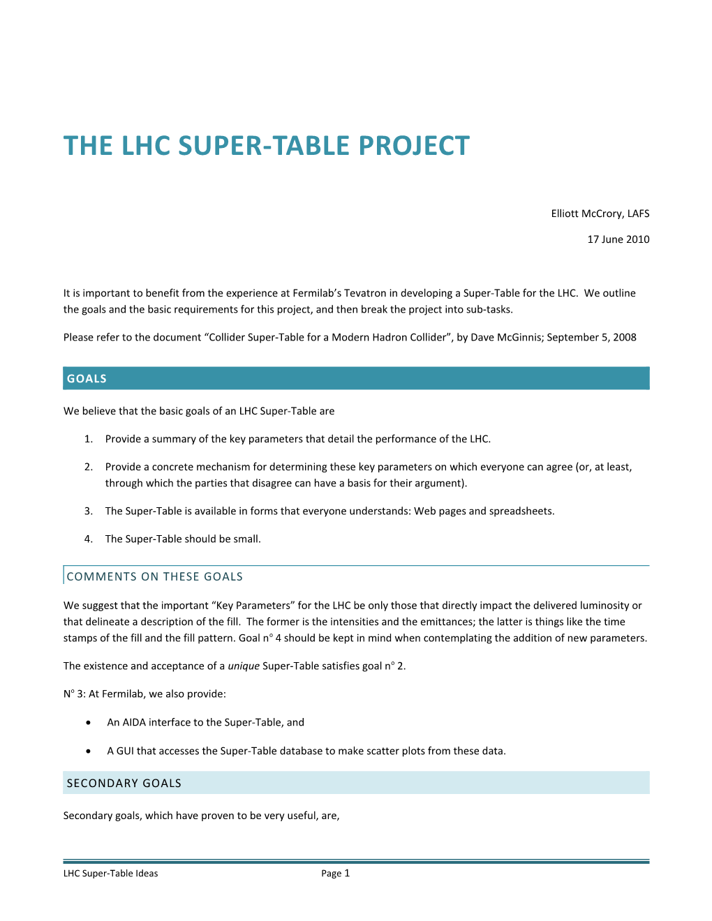 The LHC Super-Table Project