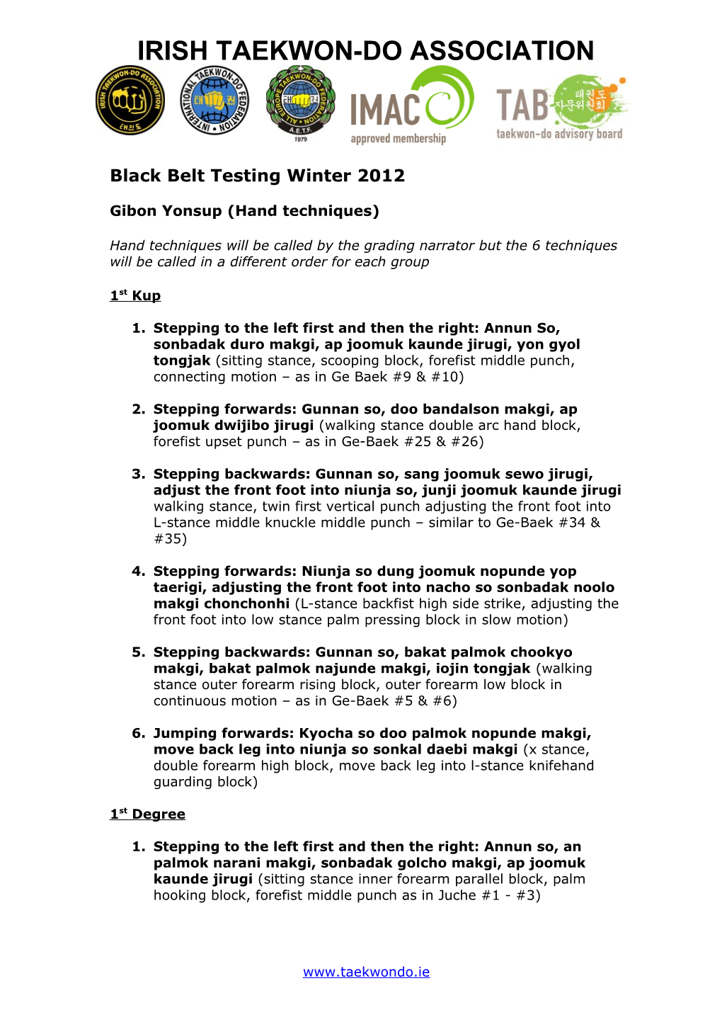 Black Belt Testing Winter 2012