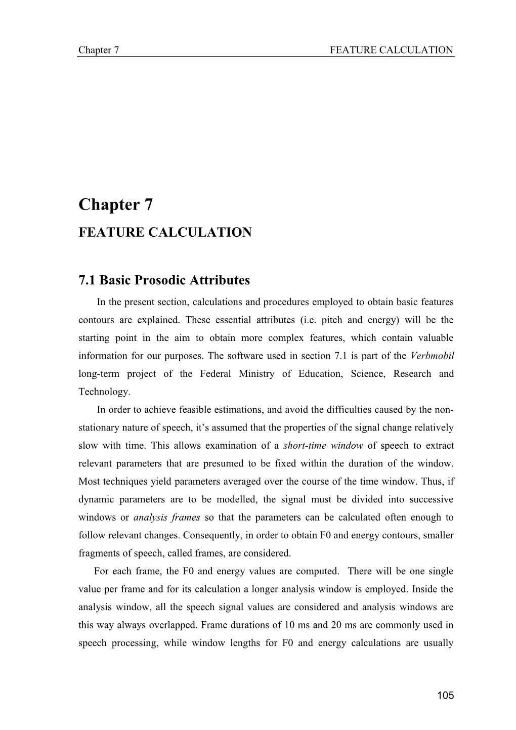 Fundamental Frequency and Energy Contours Calculation