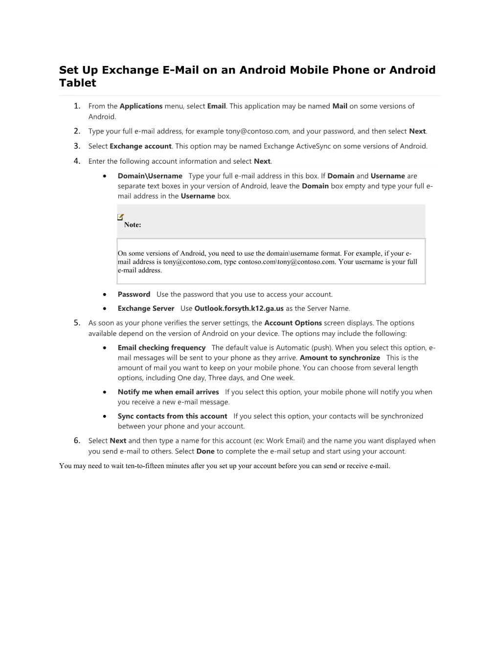Set up Exchange E-Mail on an Android Mobile Phone Or Android Tablet