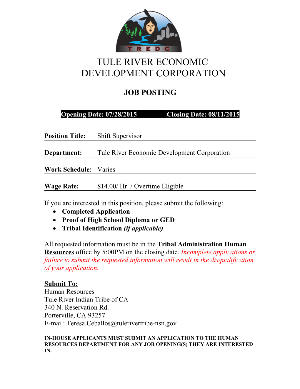 Tule River Economic
