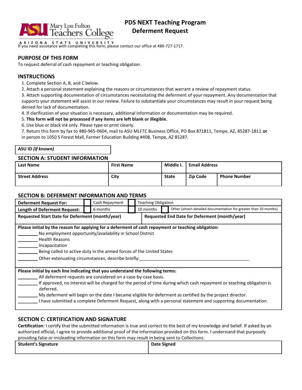 If You Need Assistance with Completing This Form, Please Contact Our Office at 480-727-1717
